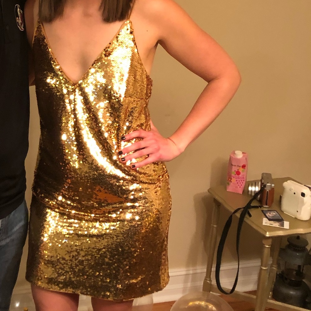 Asos gold sequin dress
